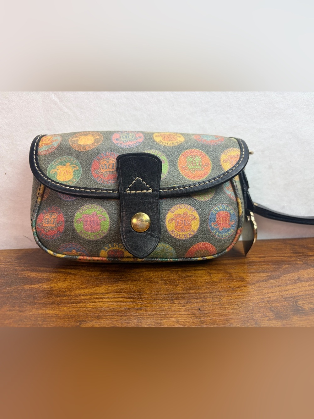 Dooney & Bourke Vintage Y2K Black Multicolor Coin Print Wristlet